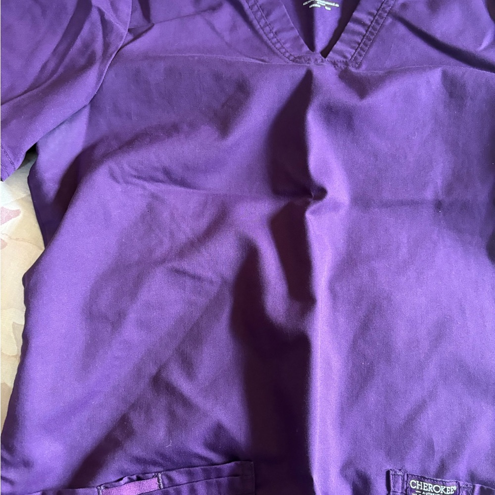 Cherokee V-Neck Scrub Top in Rich Purple